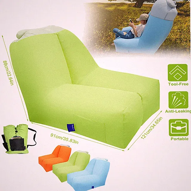 Air Chair Inflatable Sofa Bed Lounger Waterproof Blowing Up Sleeping Seat Couch