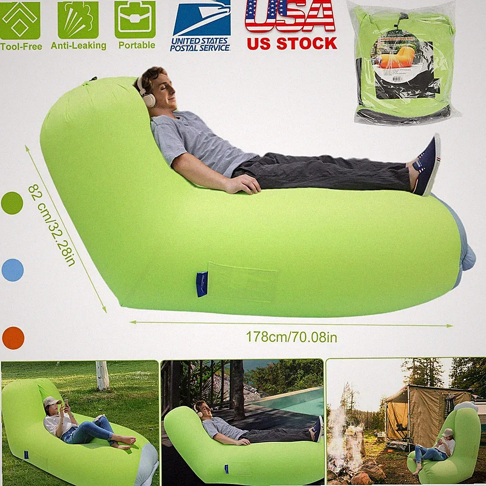 Inflatable Lounger Air Chair Sofa Bed Sleeping Bag Couch for Beach Camping Lake