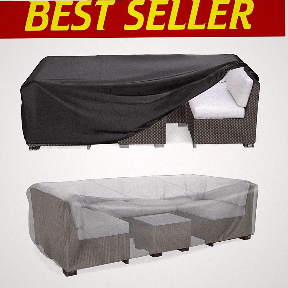 Air Vent Design Waterproof Cover for Outdoor Sectional Sofa and Tables - 128"L