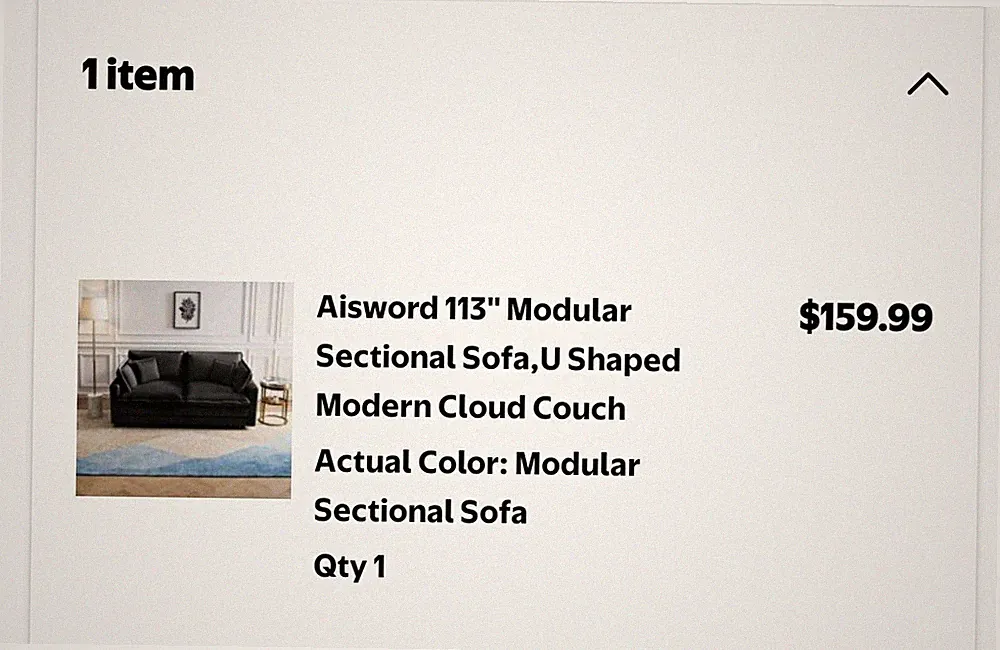 Aisword 113" U-Shaped Modular Sectional Sofa Modern Black 4-Seat Pad Arm