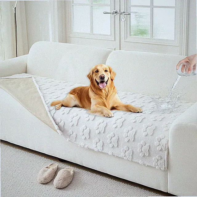 Akpgq Waterproof Couch Cover for Dogs Sectional Sofa (White, 35x95)