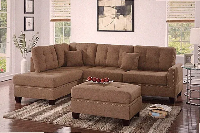 Albi 3-Piece Sectional Sofa Set Covers in Coffee Polyfiber
