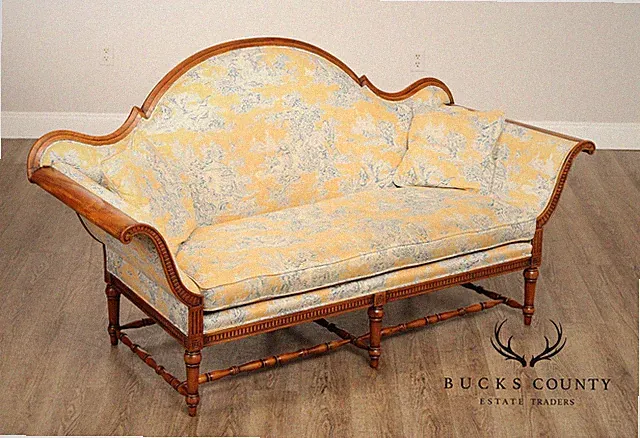 Alfonso Marina French Country Style Carved Walnut Frame Sofa