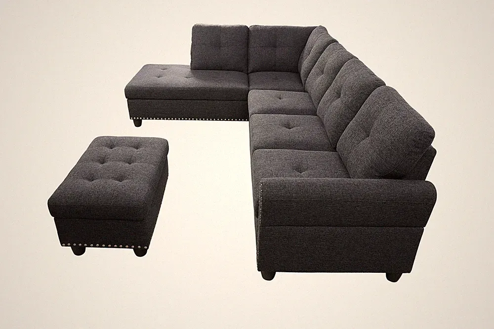 Alger 98" Wide Left Hand Facing Sofa & Chaise with Ottoman