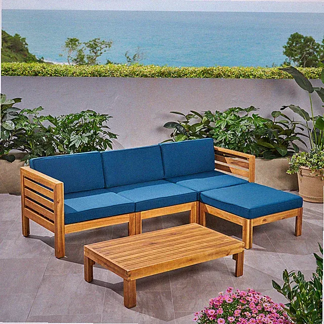 Alice Outdoor 5 Piece Acacia Wood Sofa Set