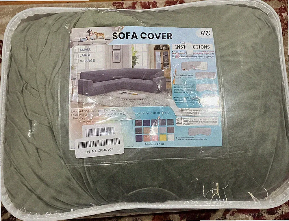 Aliecom Stretch Fleece Sage Green X-Large L Shape/U Shape Sofa Cover
