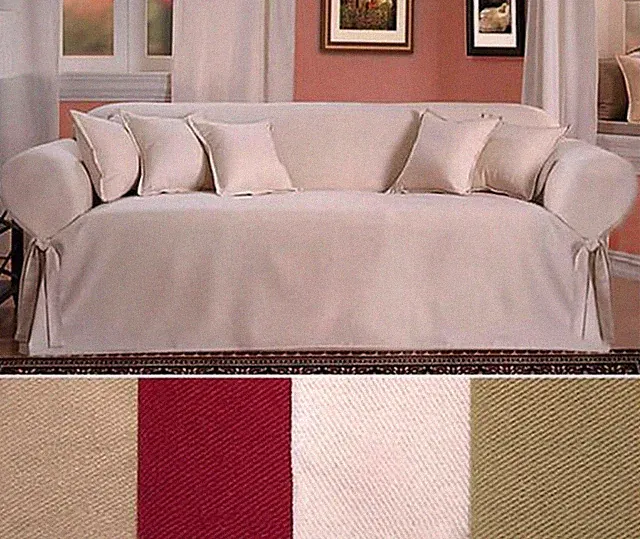 All Cotton Slipcover Brushed Twill Thick Fabric one-piece Sofa Loveseat Chair
