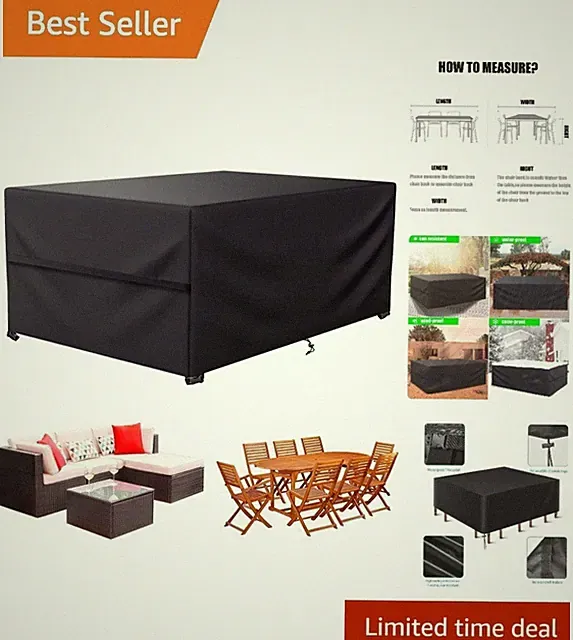All-Weather Heavy-Duty Patio Furniture Cover - 118”Lx79”Wx30”H, Easy to Use