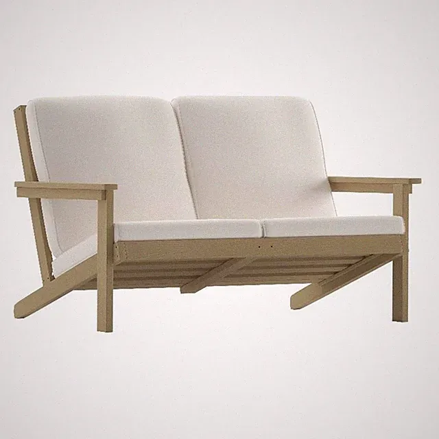 All-Weather Poly Resin Adirondack Loveseat & Cushions - Natural Cedar/Cream