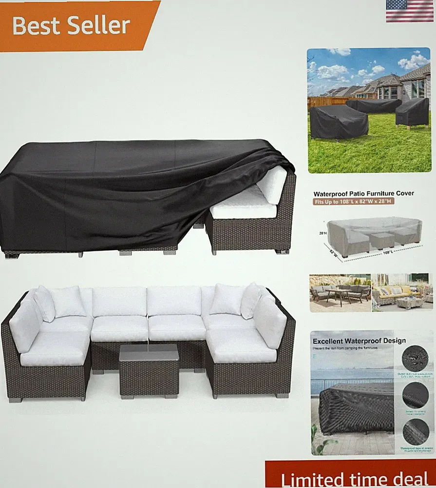 All-Weather Waterproof Furniture Cover for Sectional Sofa and Table Set - 108" L