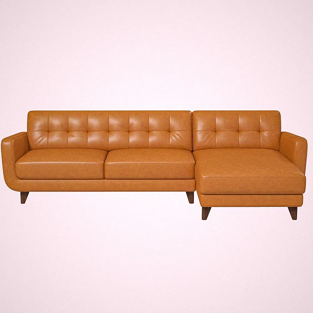 Allison Right-Facing Tan Leather Sectional Sofa