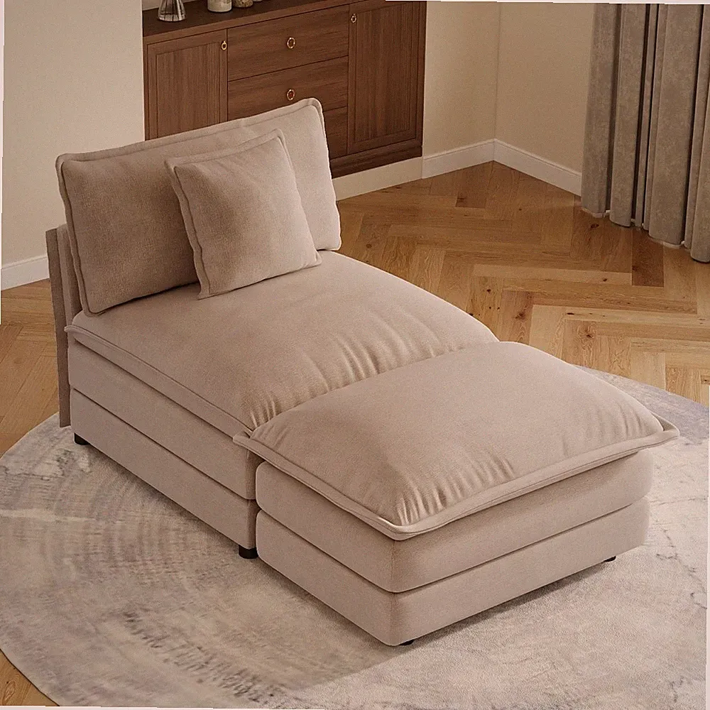 Allure Sectional Sofas light coffee Armless 1-Seat & Ottoman