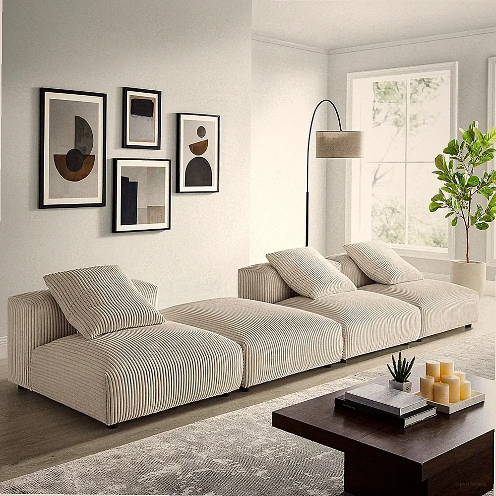 Almond Solace Sectional Sofa - Stylish Comfort for Your Living Room
