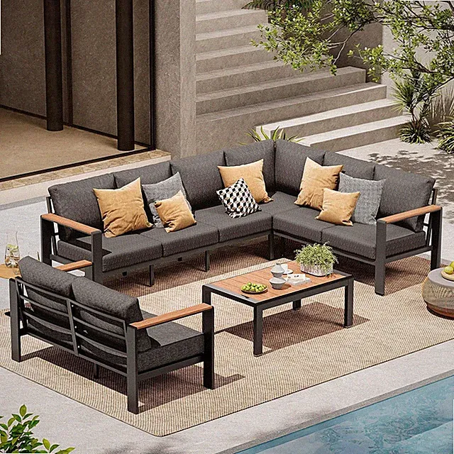 Aluminum Outdoor Patio Furniture Set 8 Seats, Outdoor Sectional Corner Sofa, Pat