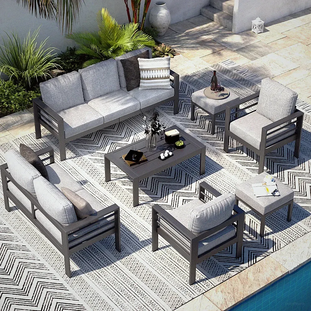 Aluminum Patio Furniture Set 7 Pieces Outdoor Conversation Sets with Table