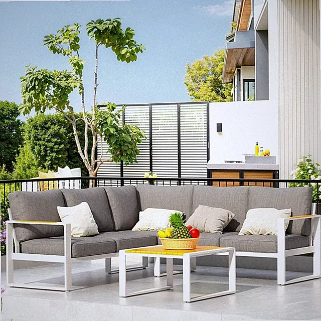 Aluminum Patio Furniture Set, All-Weather Outdoor Couch Sectional, L Shaped Pati