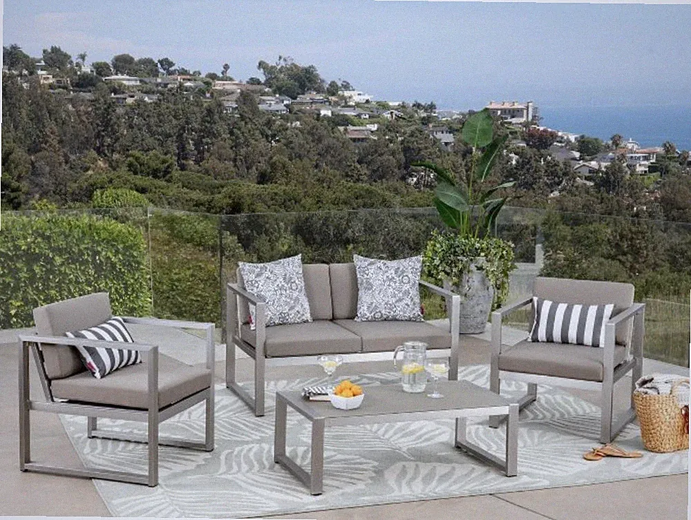 Aluminum Patio Sectional Sofa Table Set Cushioned Couch Outdoor Furniture