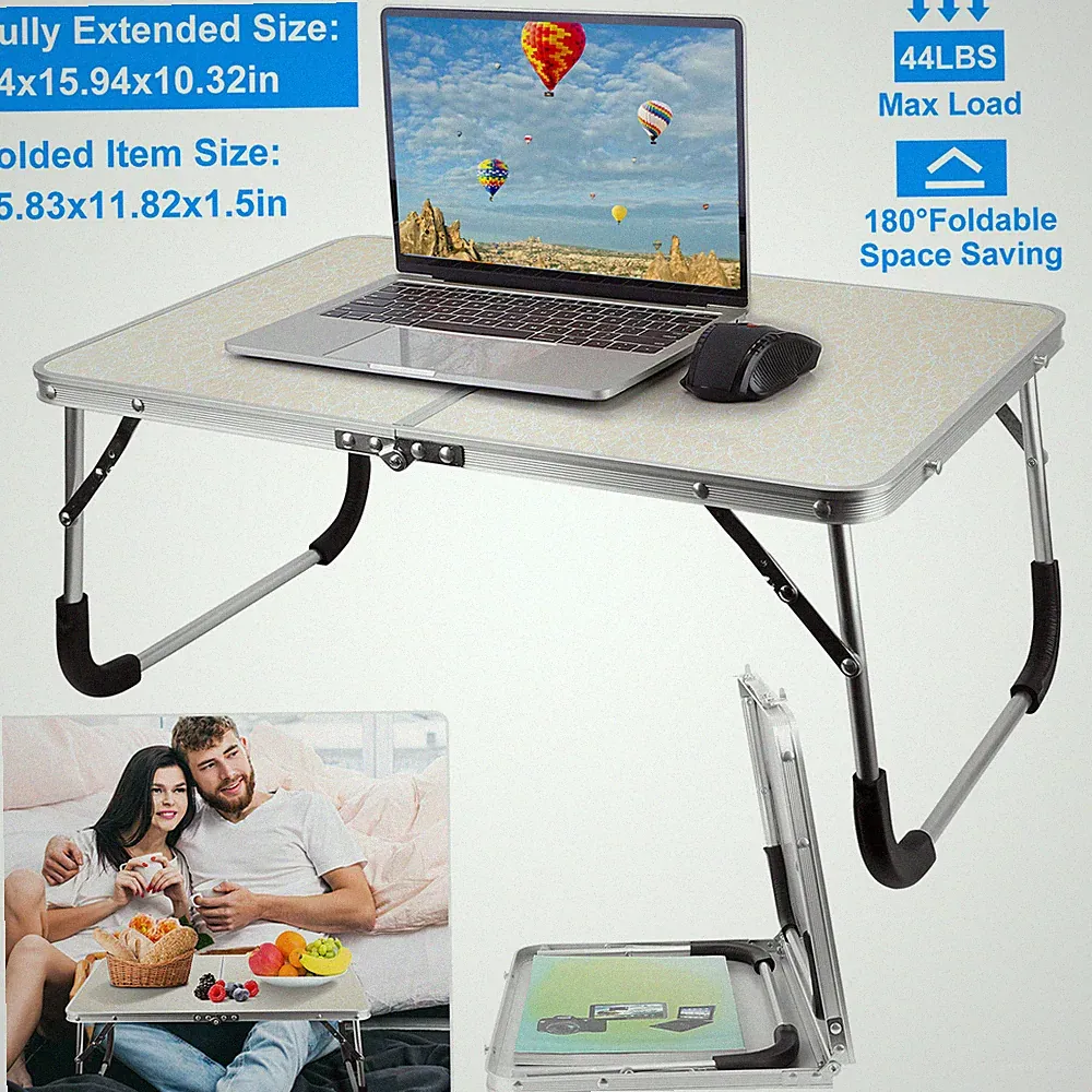 Aluminum Portable Folding Table Fold-in-Half Sofa Bed Desk Picnic Camping Table