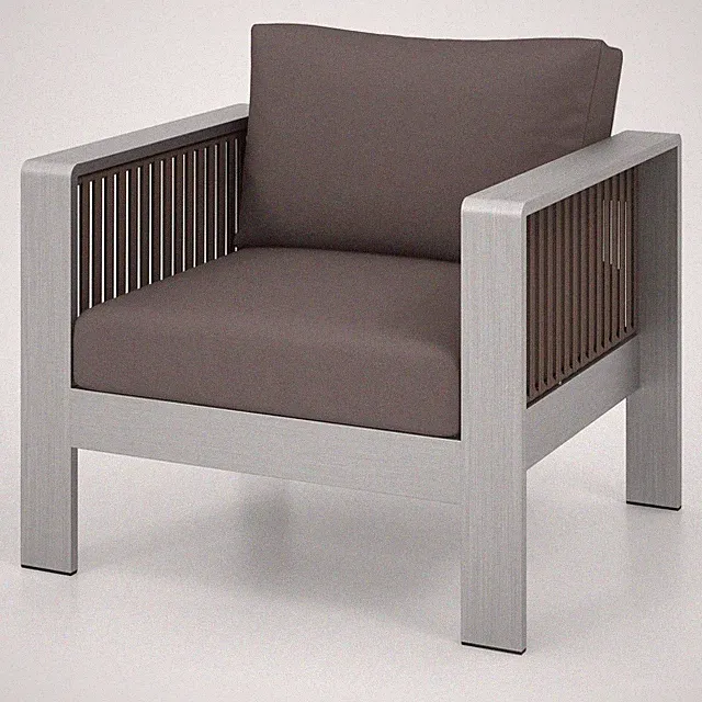 Aluminum Single Sofa Outdoor Furniture Set w/ Thick Back & Seat Cushions