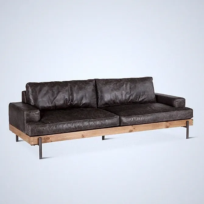 Amalfi Coast Industrial 94" Sofa in Morocco Black Leather