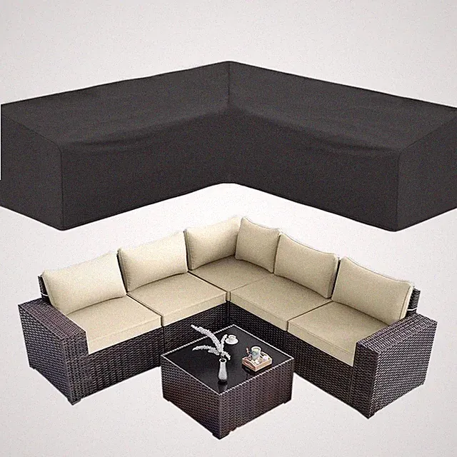 Amber Outdoor Patio Cover, Waterproof Garden Lawn Furniture Cover, L-Shaped-L...