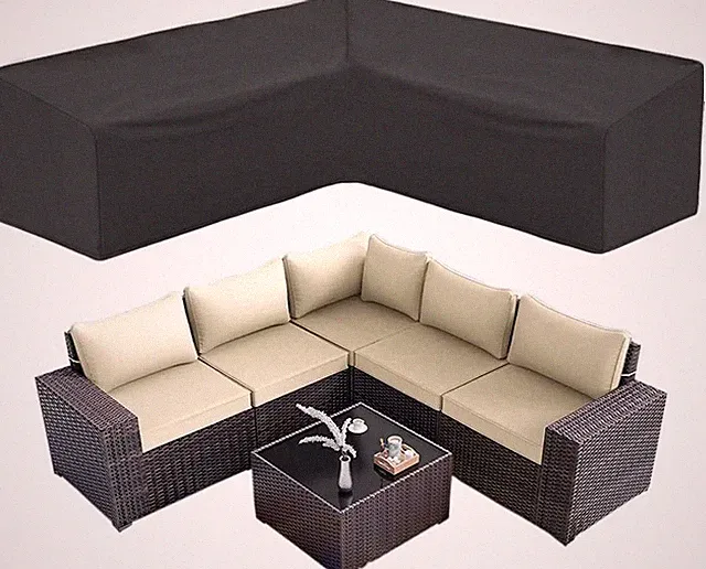 Amber Outdoor Patio Cover, Waterproof Garden Lawn Furniture Cover, L-Shaped-L...