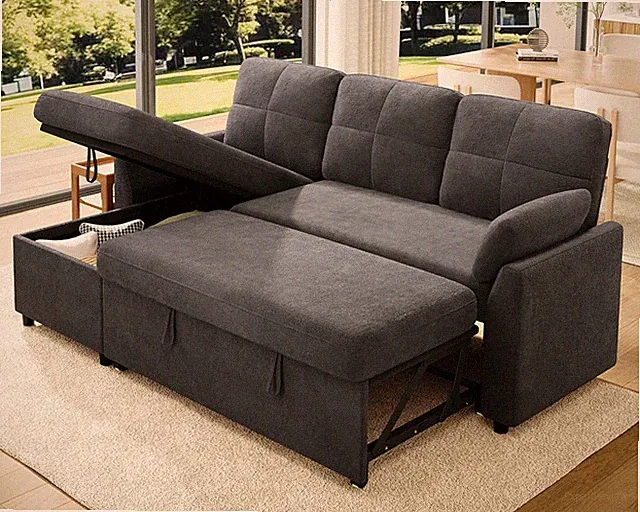 AMEILIFE Sofa Bed, Sleeper Sofa with Storage Chaise, Convertible Sofa Bed with P