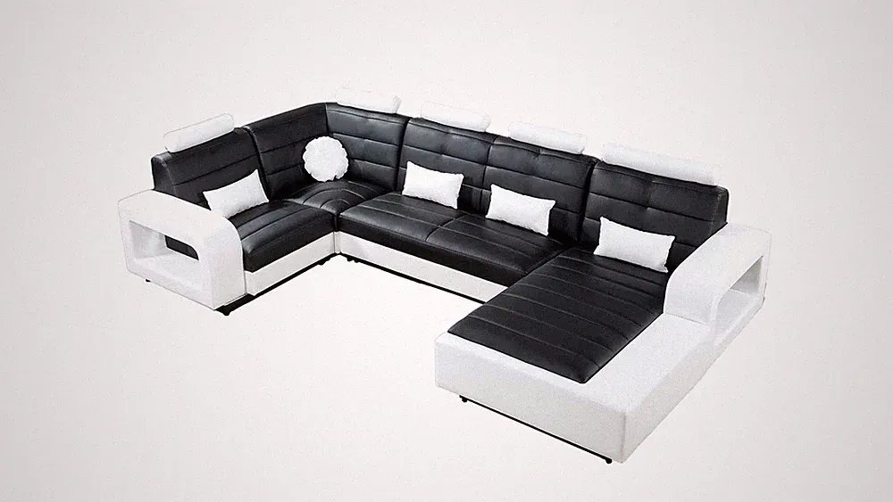 American Eagle AE-LD800L-BK.W Black/White Multi-Color Faux Leather Sectional Set