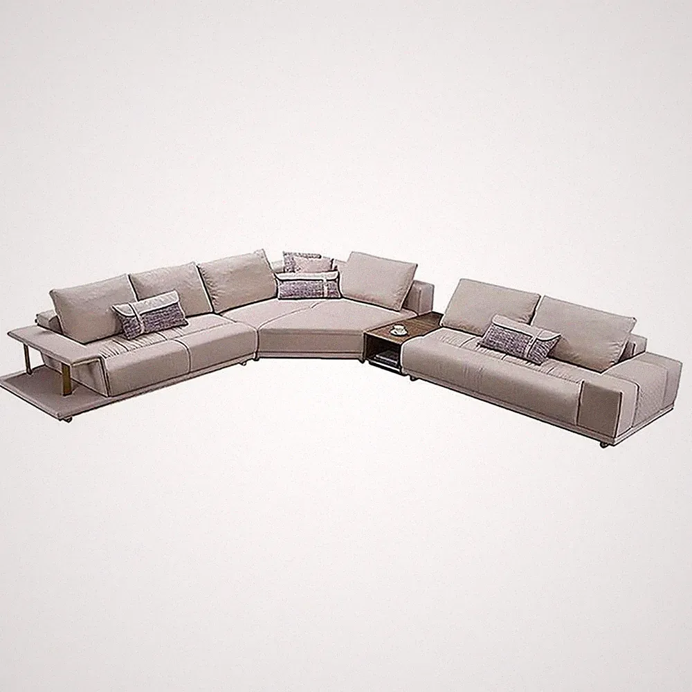 American Eagle Furniture 4-Piece Right Sitting Leather & Metal Sectional in Gray