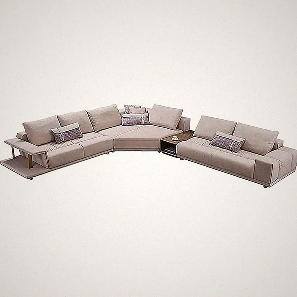 American Eagle Furniture 4-Piece Right Sitting Leather & Metal Sectional in Gray