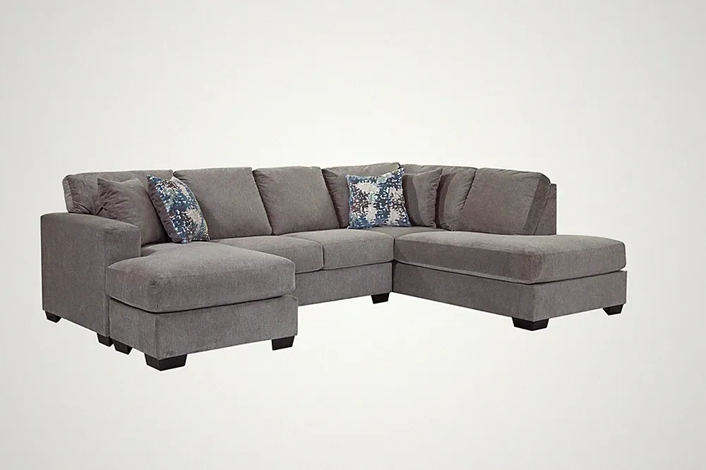 American Furniture Classics Graphite U Shaped Sectional with 4 Throw Pillows