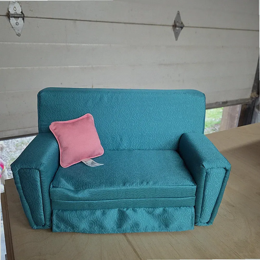 American Girl MARYELLEN SOFA BED for 18" Dolls Furniture Blue Couch Pink Pillow