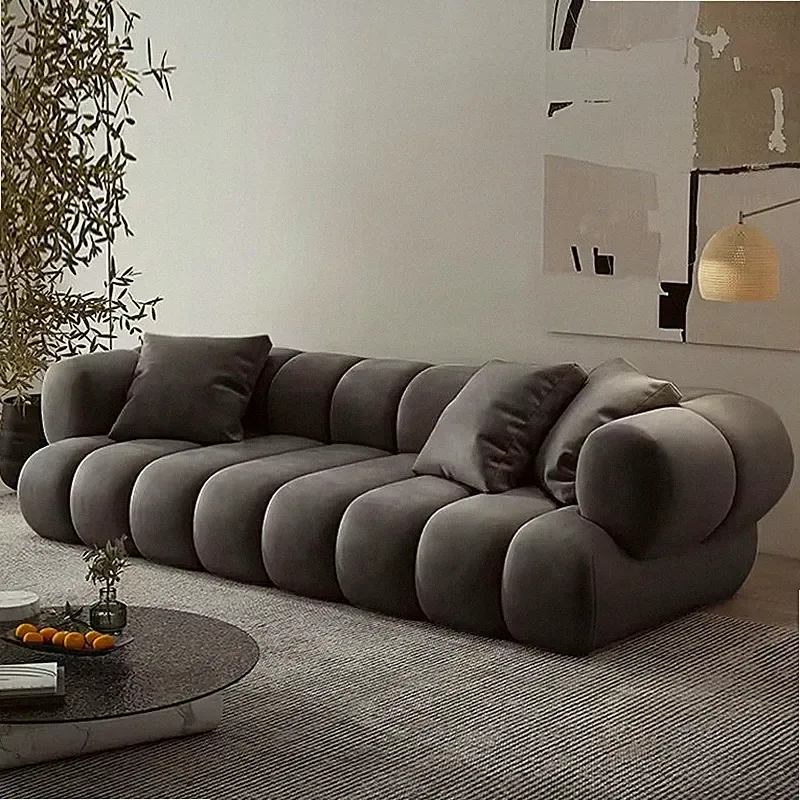American Large L-Shaped Velvet Sectional Sofa Nordic Modern Modular Couch