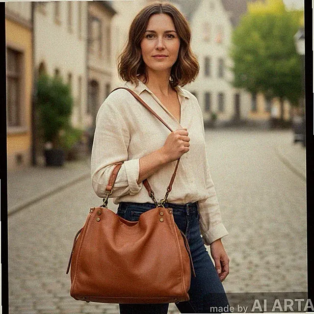 American Leather Company Handbag 3 Section Brown Soft Leather Satchel