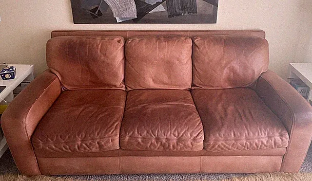 American Leather, real leather sofa, 84" 3 seater, used