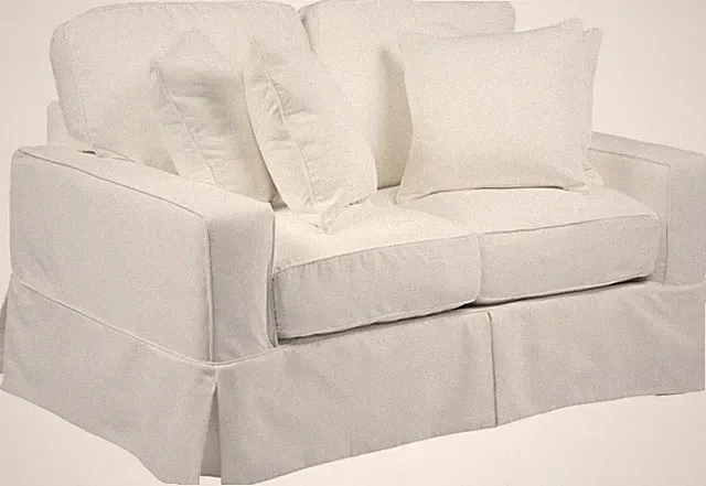 Americana Fabric Slipcover for Track Arm Loveseat in White