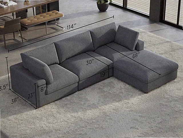 Amerlife Montauk Down Filled Sectional Sofa/Couch