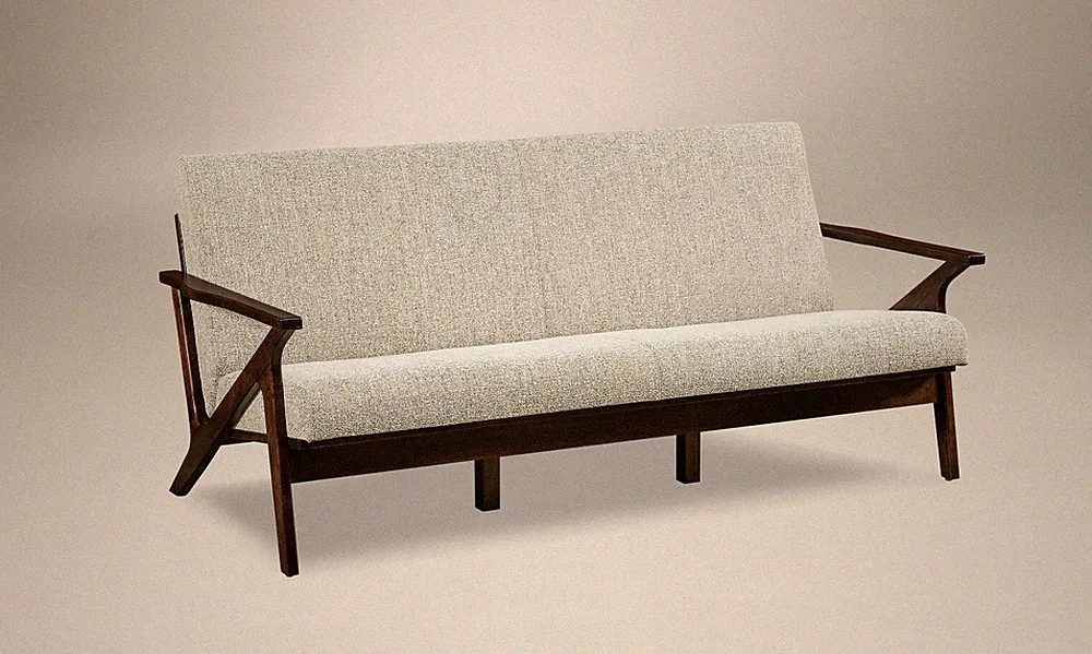 Amish Mid-Century Modern Scandinavian Sofa Couch Upholstered Solid Wood Malaya