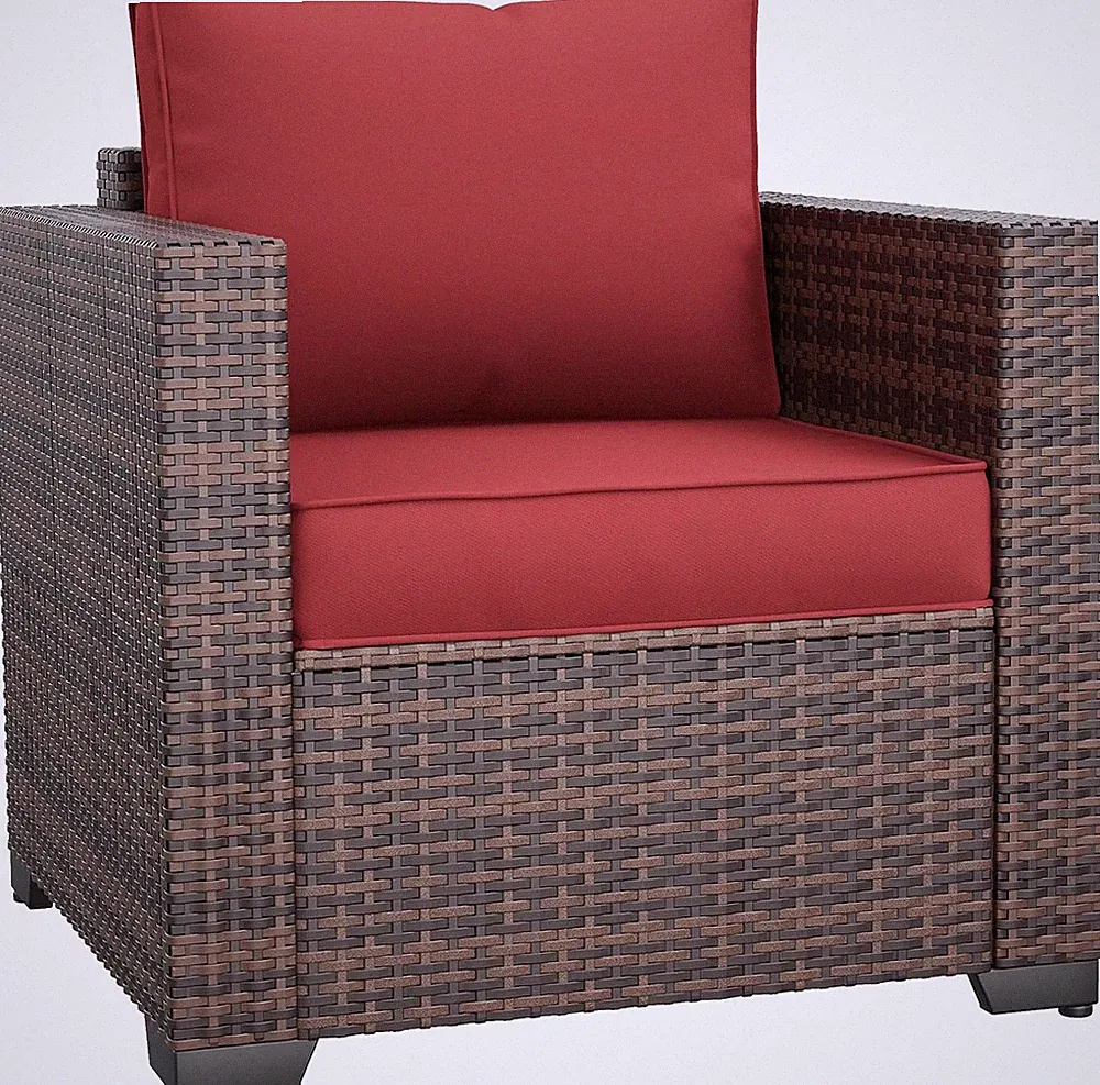 Amopatio Wicker Outdoor Sofa & Patio Couch Set - High Back Waterproof Patio Furn