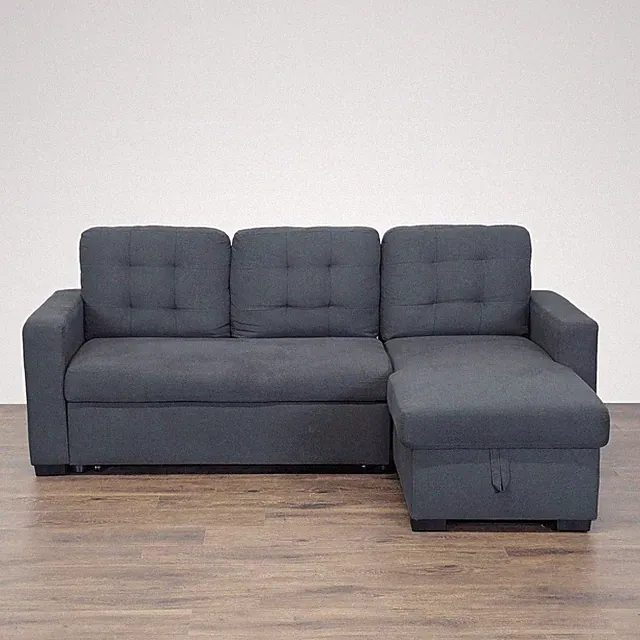 Ana Furniture Modern Dark Gray Sleeper Sofa with Storage Chaise