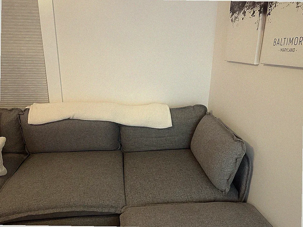Anabei Couch- Grey Sectional Sofa Full-Compressed 3 Seater Washable Linen Fabric