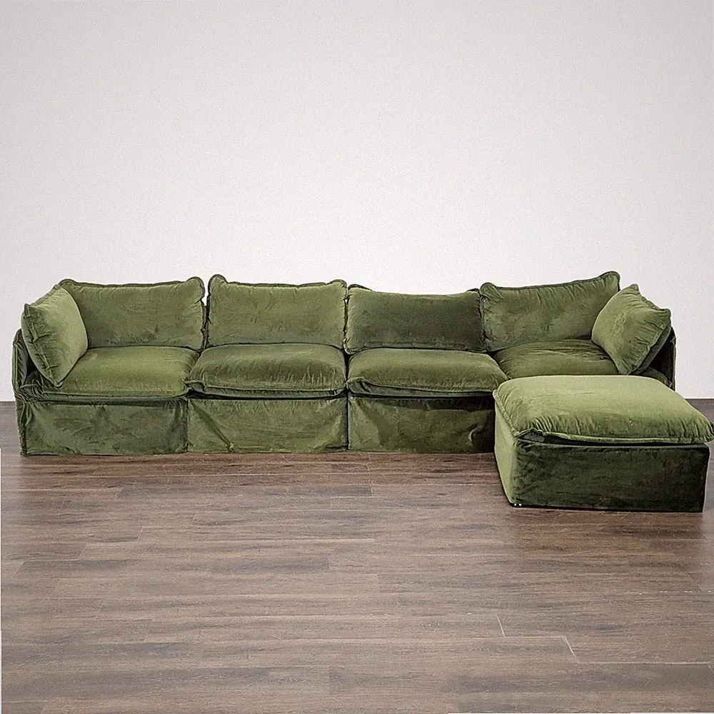 Anabei Modern Modular Washable Sectional Sofa in Olivine