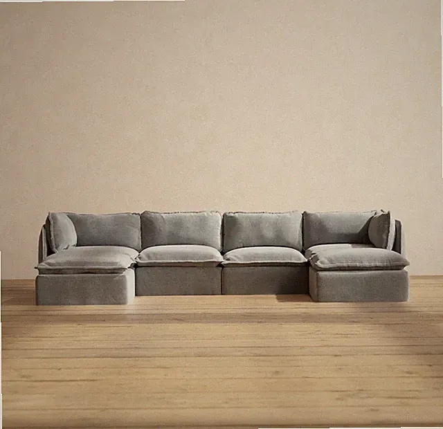 Anabei slip covers- 4 seater sectional with 2 ottomans SLIPCOVER ONLY