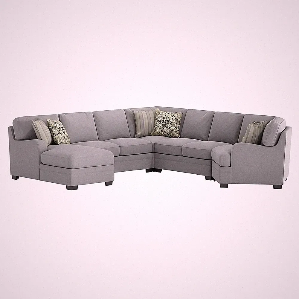 ANALIESE - 5PC MODULAR SECTIONAL W / 6 PILLOWS - LT GRAY