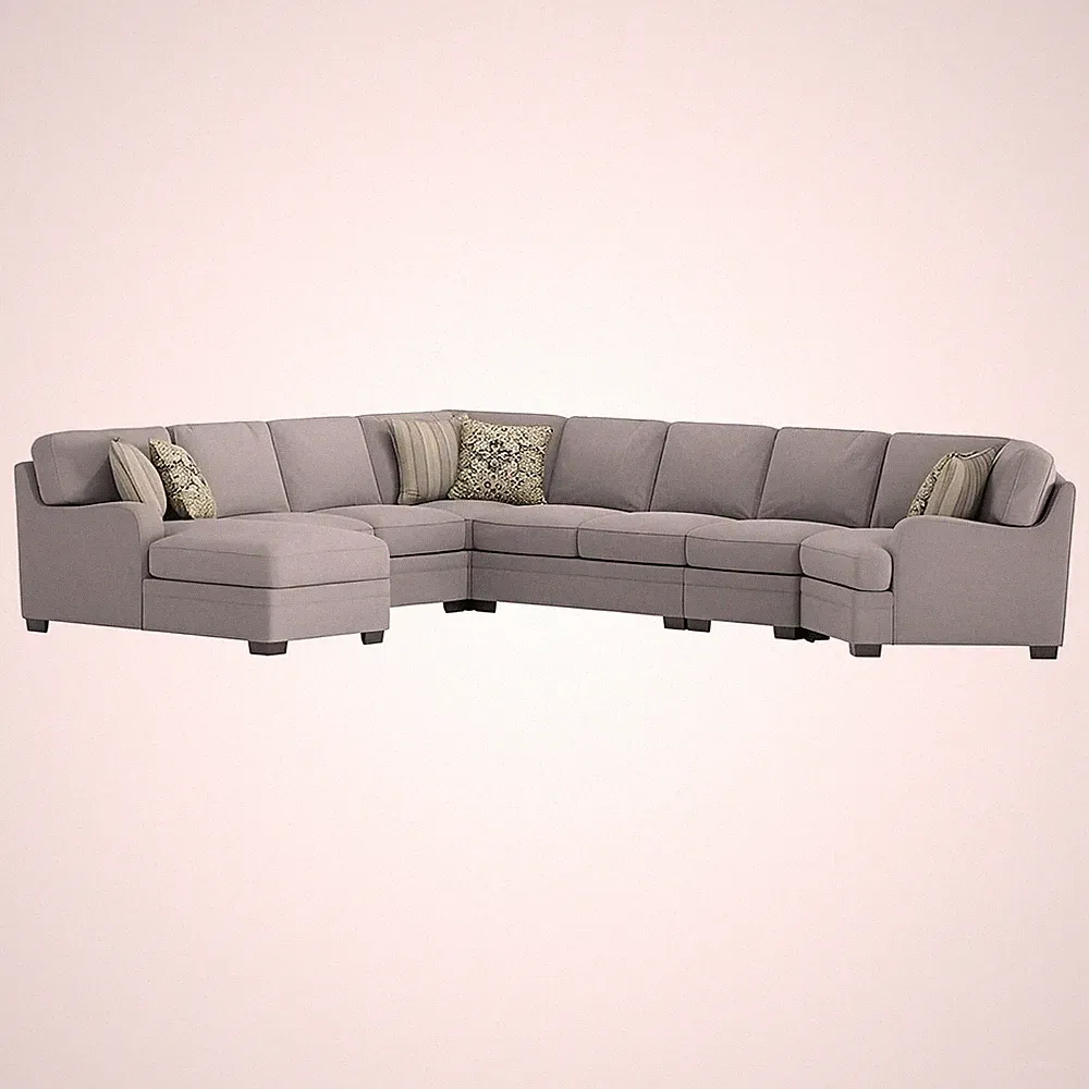 ANALIESE - 6PC MODULAR SECTIONAL W / 6 PILLOWS - LT GRAY