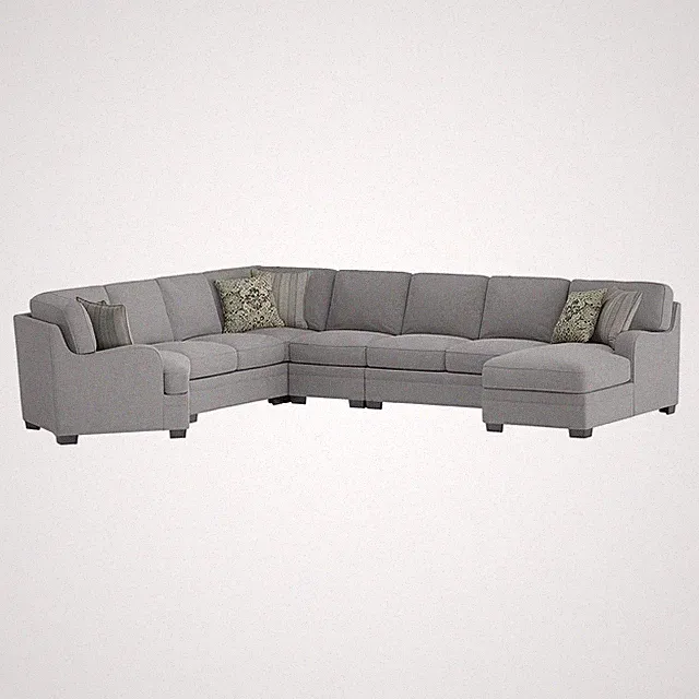ANALIESE - MODULAR 6PC SECTIONAL W / 6 PILLOWS - LT GRAY