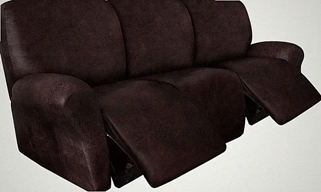 ANARACHON Recliner Sofa Cover 8 Piece 3 Seater Leather Look Slipcover Chocolate