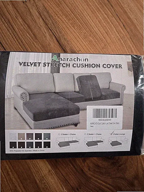 ANARACHON Sectional Couch Cushion Covers 1 Piece Velvet Separate L Shape Chaise