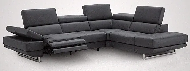 Annalaise Recliner Leather Sectional Blue Grey J&M Furniture