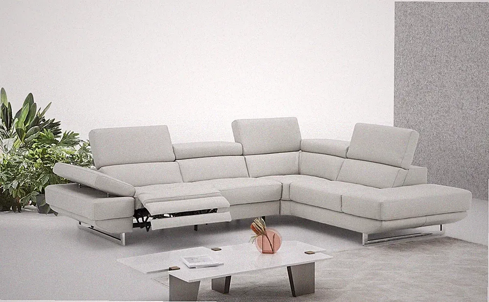 Annalaise Recliner Leather Sectional Silver Grey J&M Furniture